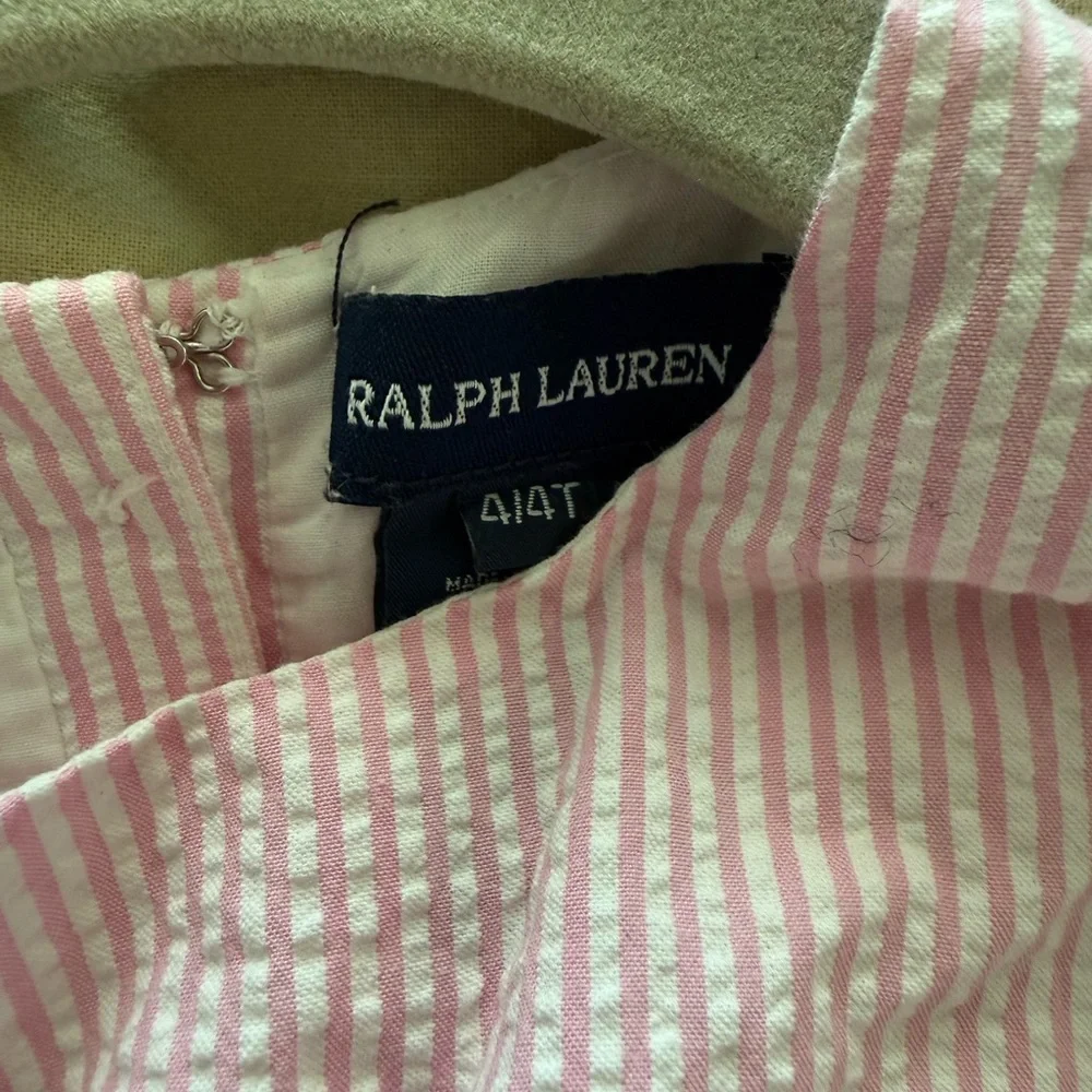 Ralph Lauren Girls Pink Seersucker Dress Size 4T